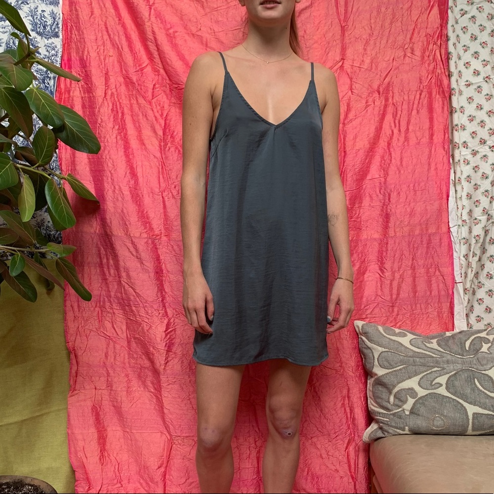 Blue silk dress